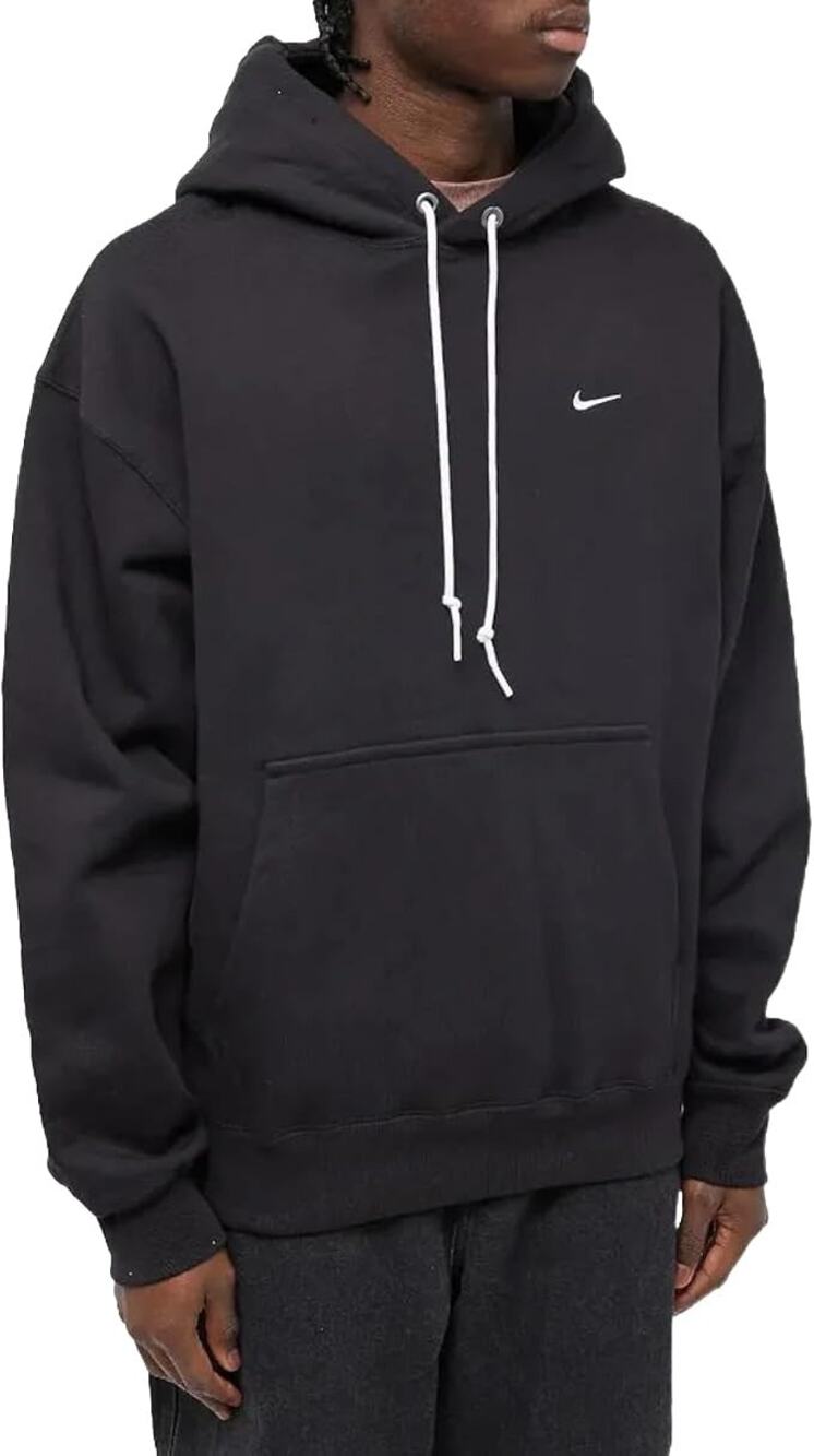 Nike Men's MD Black Solo Swoosh Heavy Fleece Pullover Hoodie Streetwear HR10-20